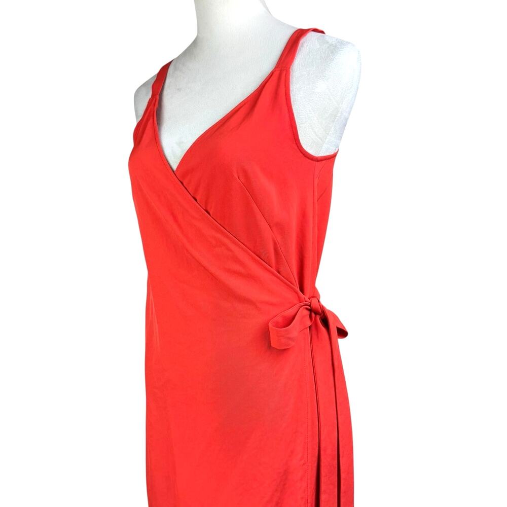 Everlane Tangerine Orange Japanese Go Weave Sleeveless Tank Midi Wrap Dress - Picture 8 of 14